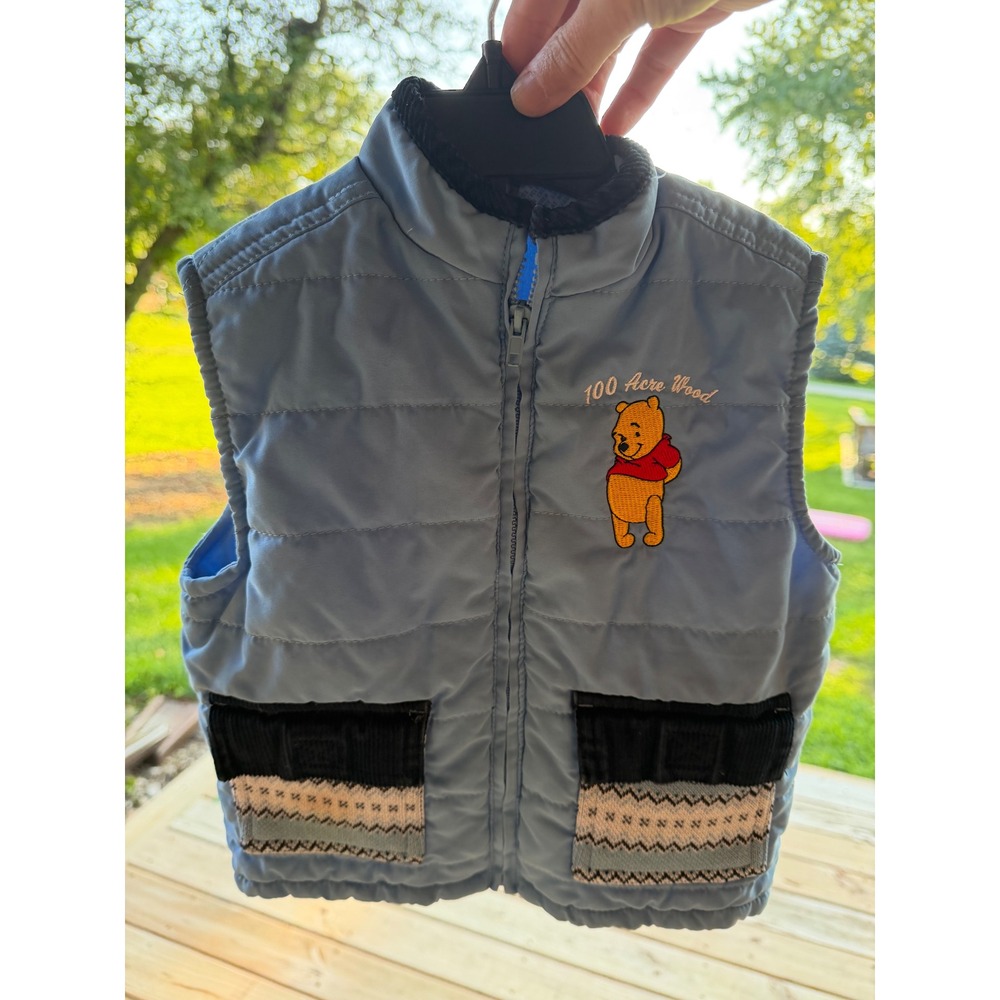 Vintage Boys Disney Winnie the Pooh 100 Acre Wood Puffer Vest Size 24 Months